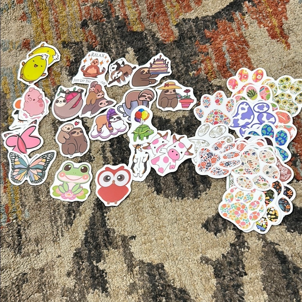 50 Stickers Adorable Animals Paws & Nature Stickers Set of 50 NWT Colorful